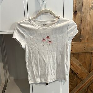 American Eagle Outfitters Kids White Tee with Pink Floral Accents